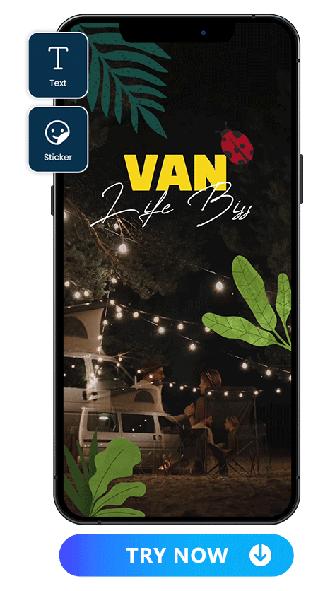 add text and stickers to a camping footage with PowerDirector to make a travel vlog